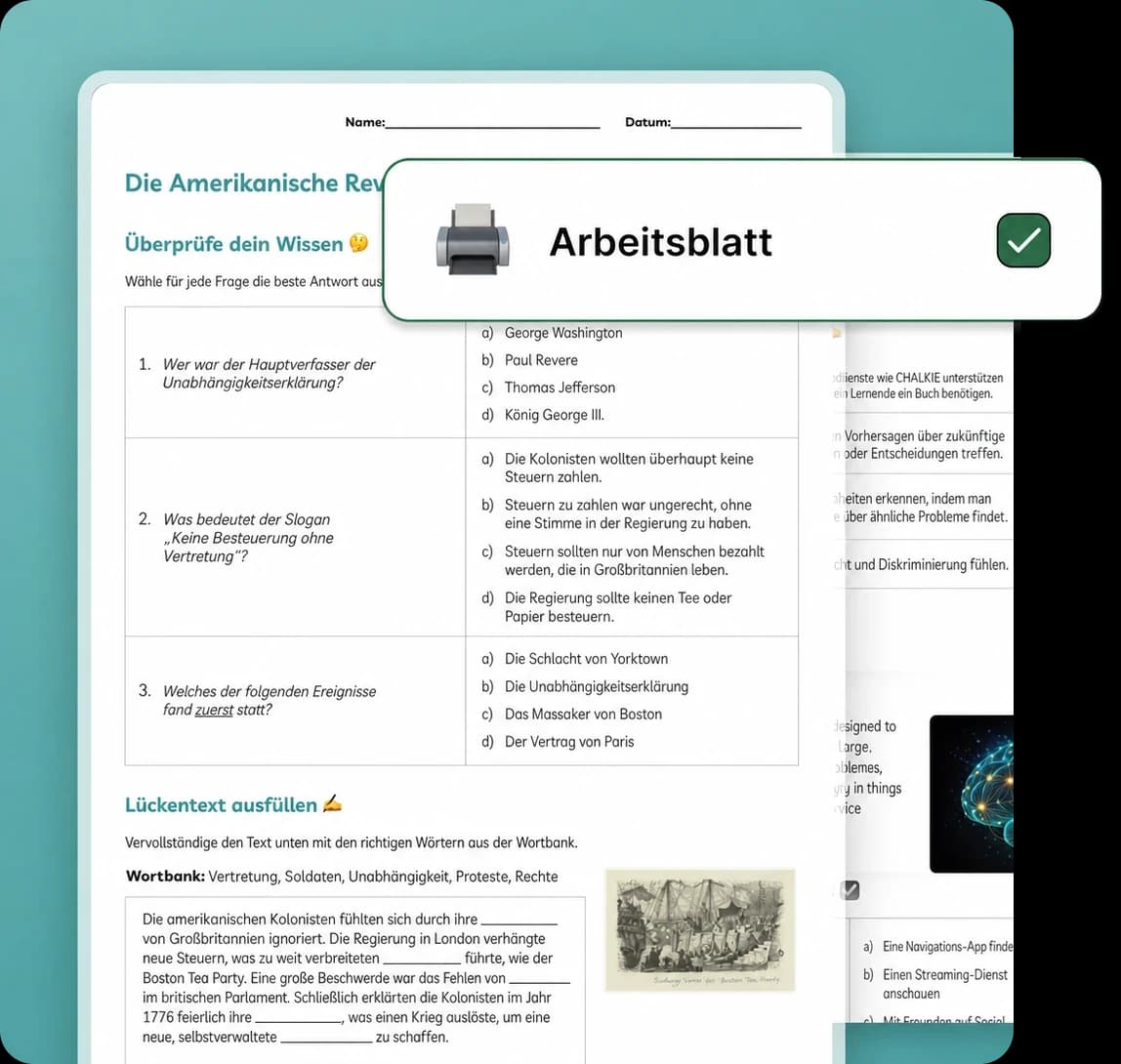KI-generiertes Arbeitsblatt