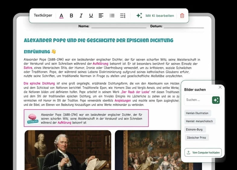 Beispiel-Arbeitsblatt zu Alexander Pope