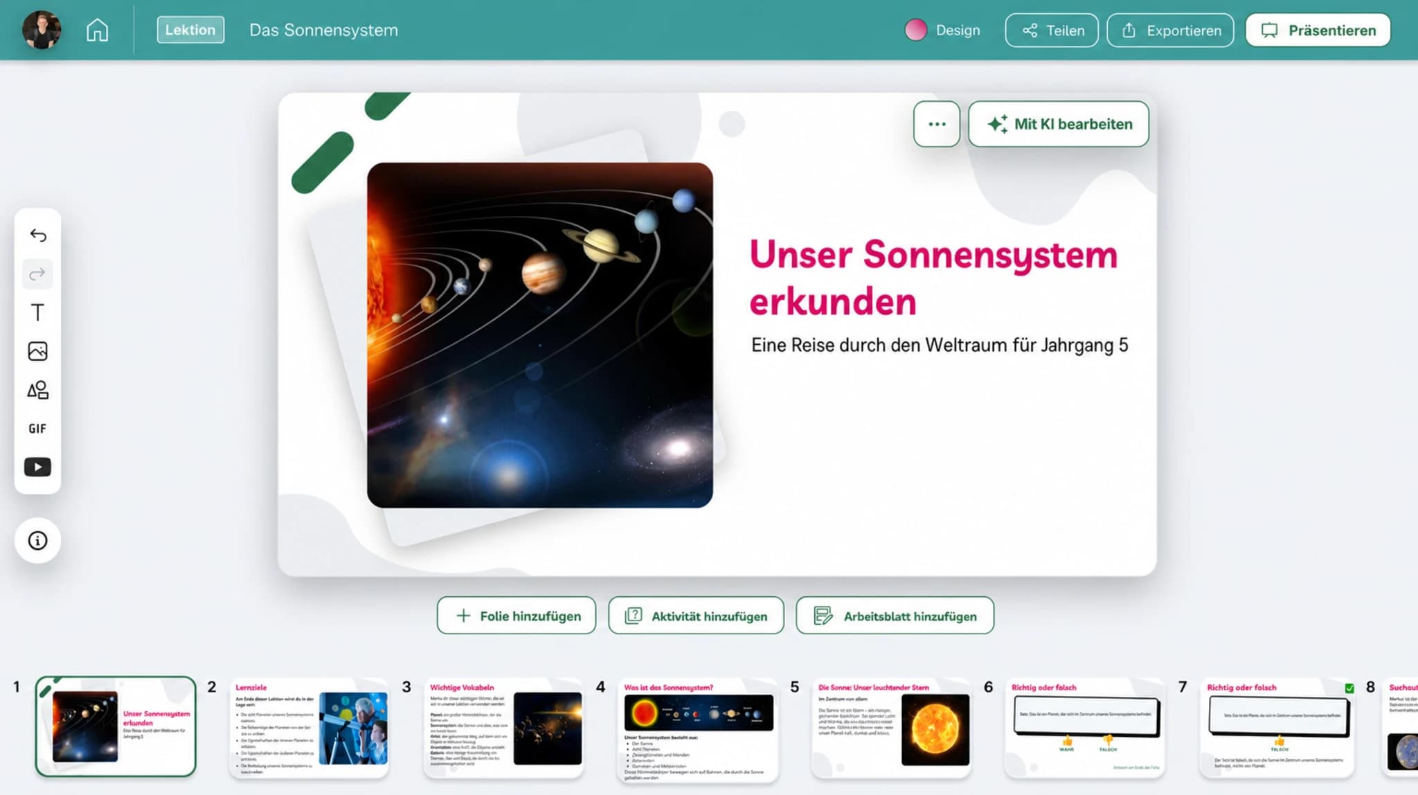 Lektion zum Verdauungssystem mit Aktivitäten