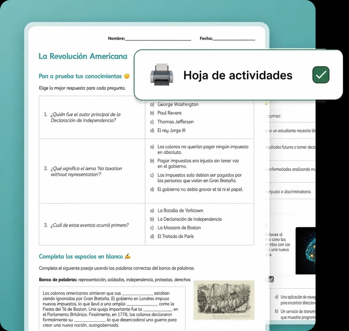 Ficha de actividades generada con IA