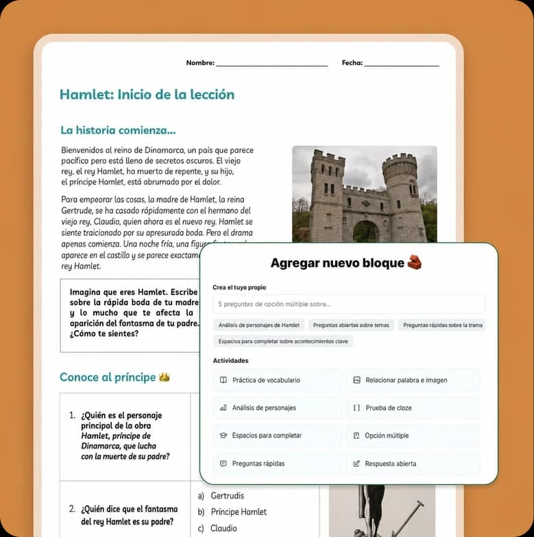 Docente creando fichas de actividades con Chalkie