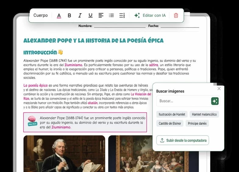 Ejemplo de ficha sobre Alexander Pope