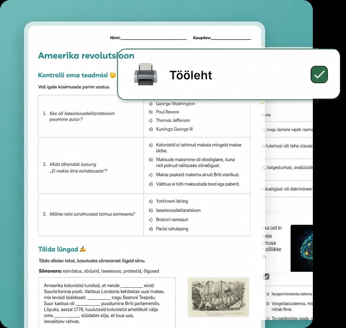 AI-genereeritud tööleht