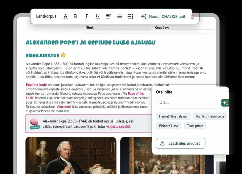 Näidistööleht Alexander Pope'i kohta