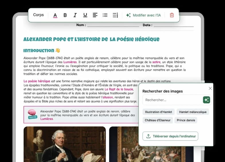 Exemple de fiche sur Alexander Pope