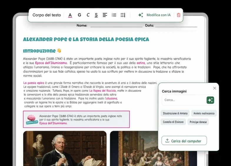 Esempio di scheda su Alexander Pope
