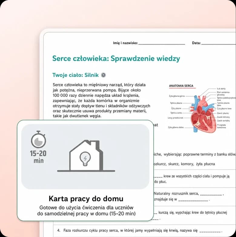 Karta pracy domowej wygenerowana przez AI