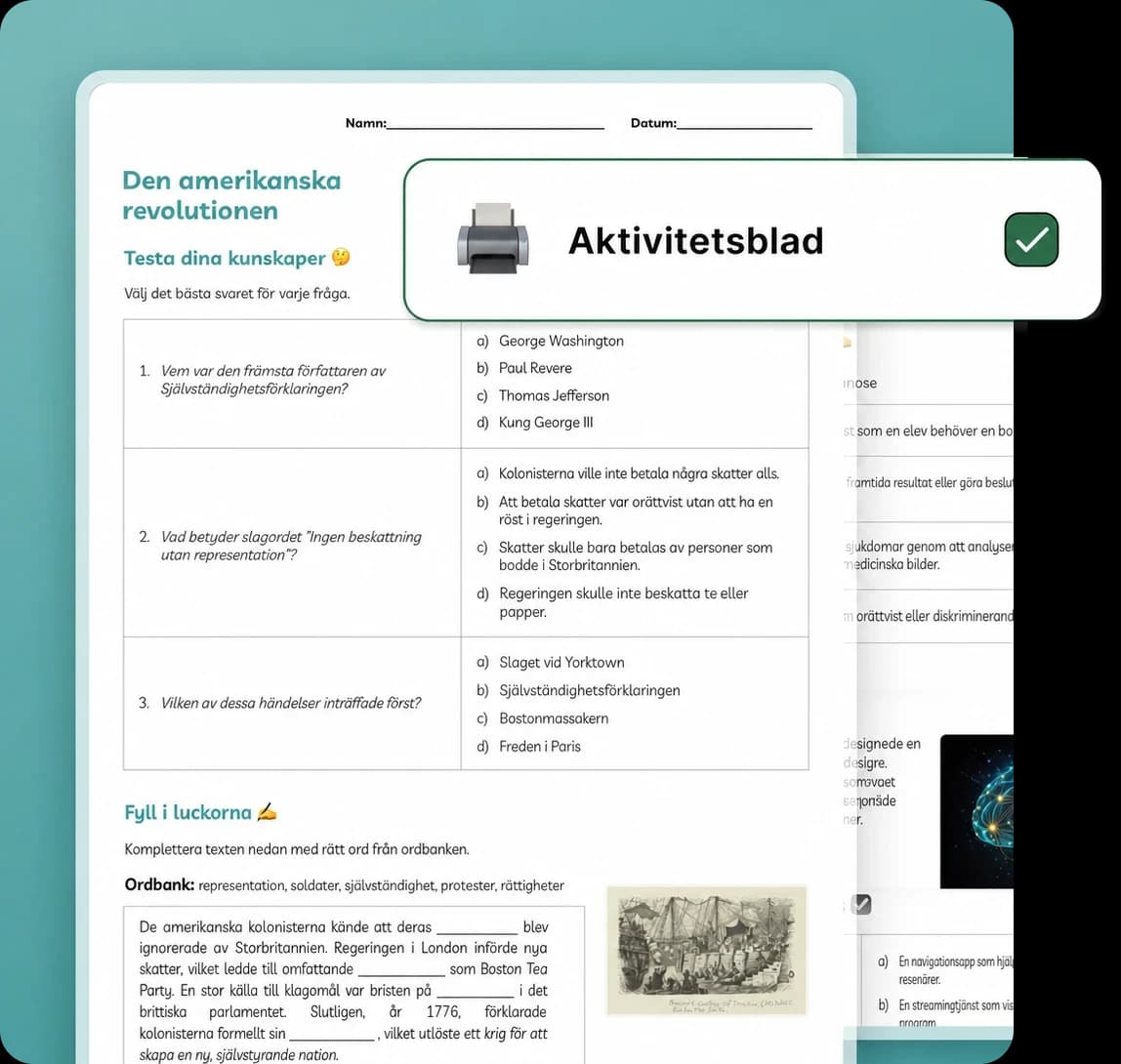 AI-genererat arbetsblad