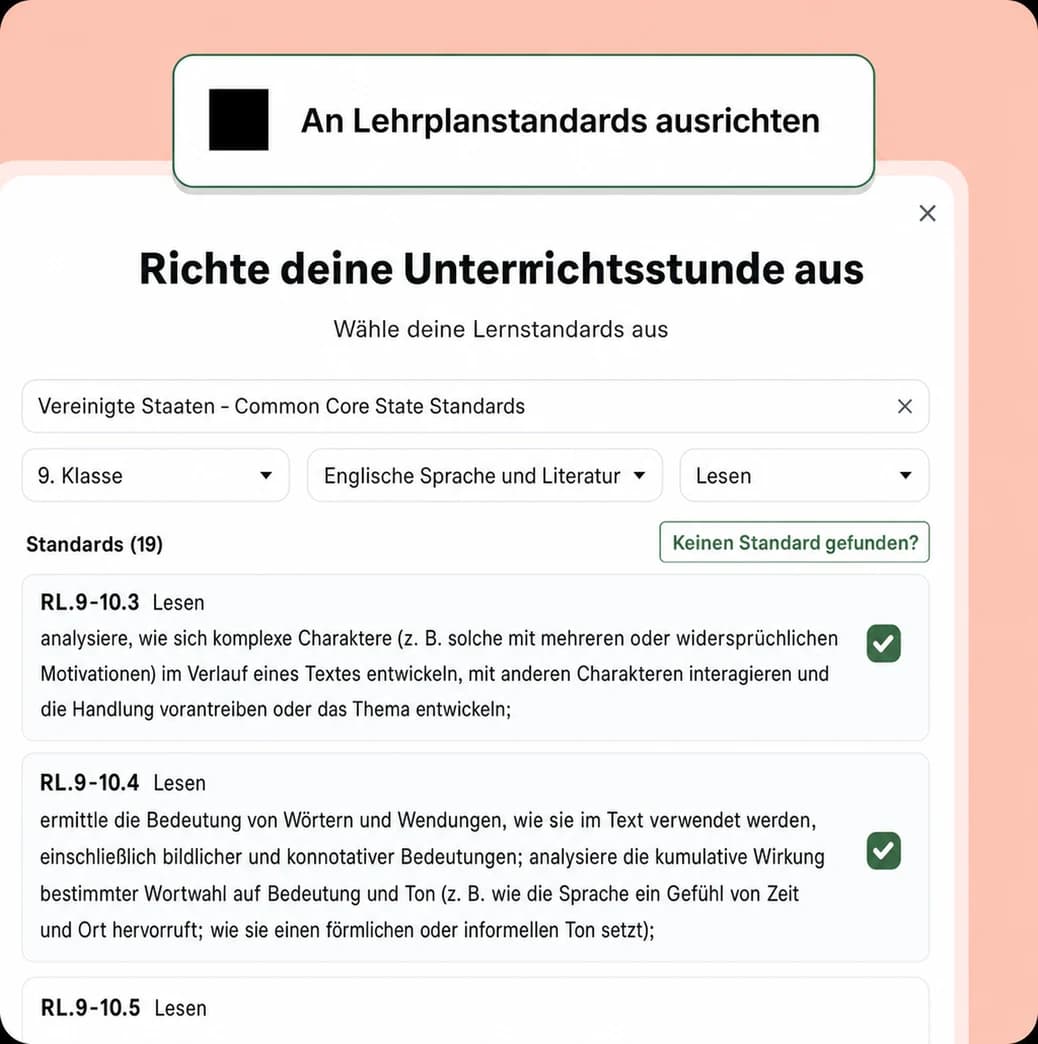Folie mit Ausrichtung auf den Rahmenlehrplan