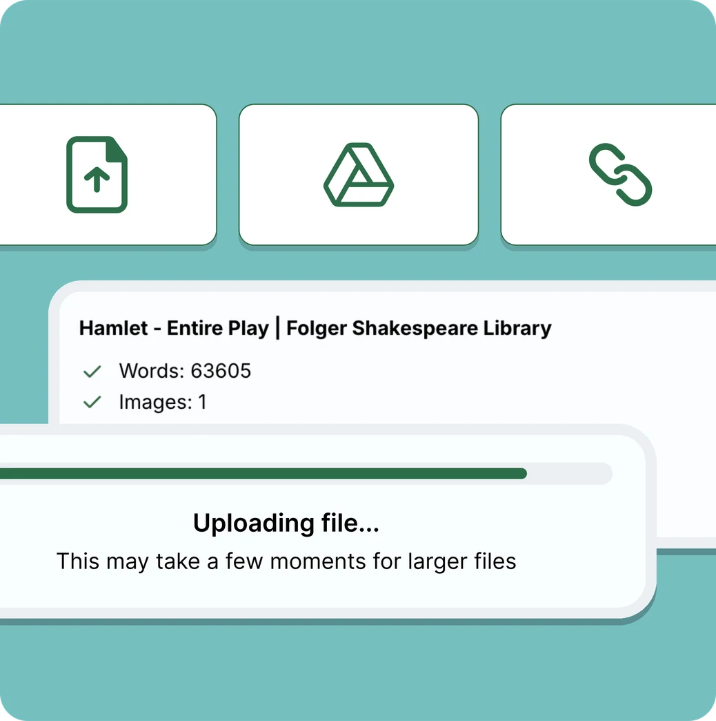 uploading file to generate lessons