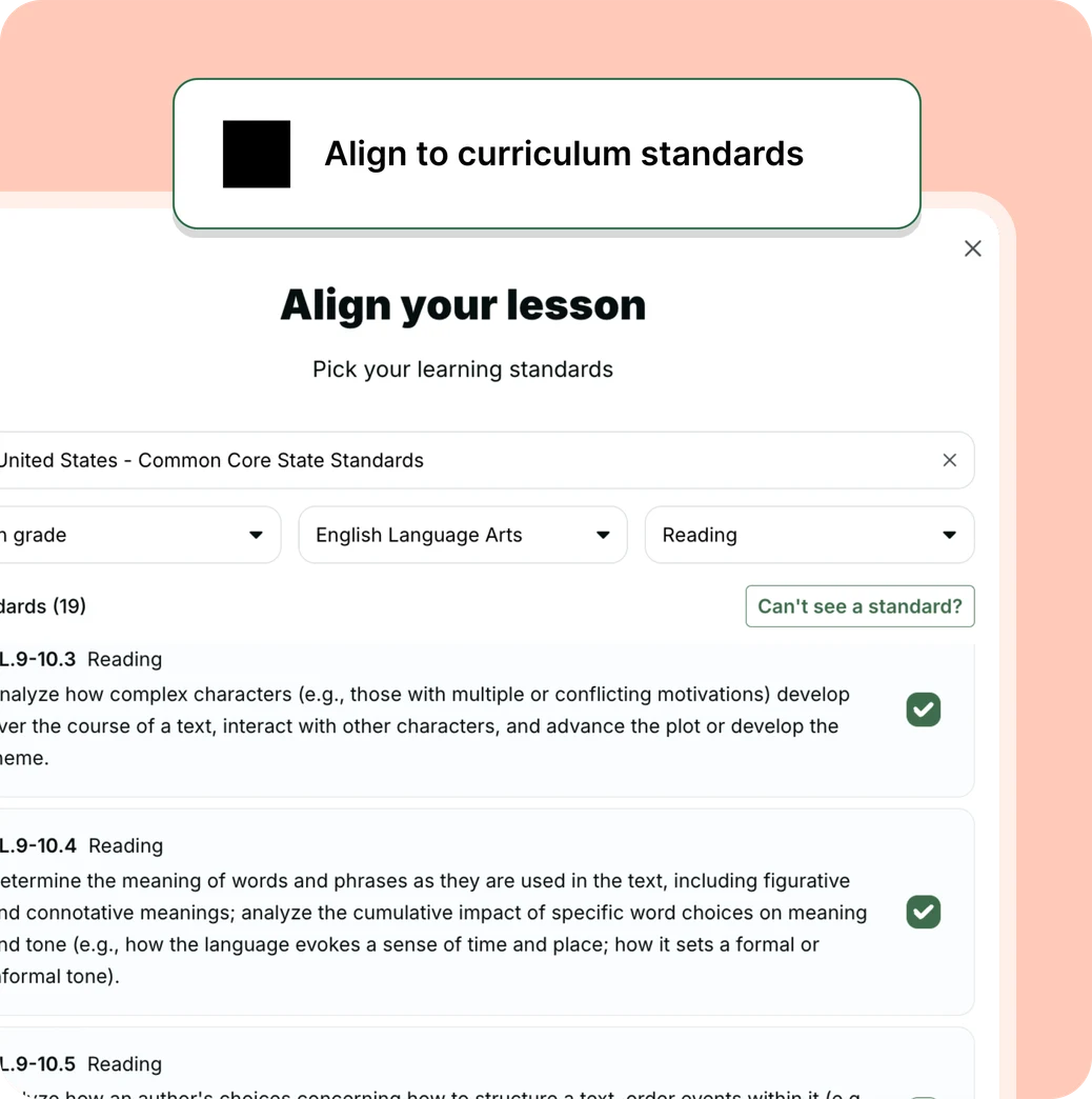 align your lesson with curriculum slide