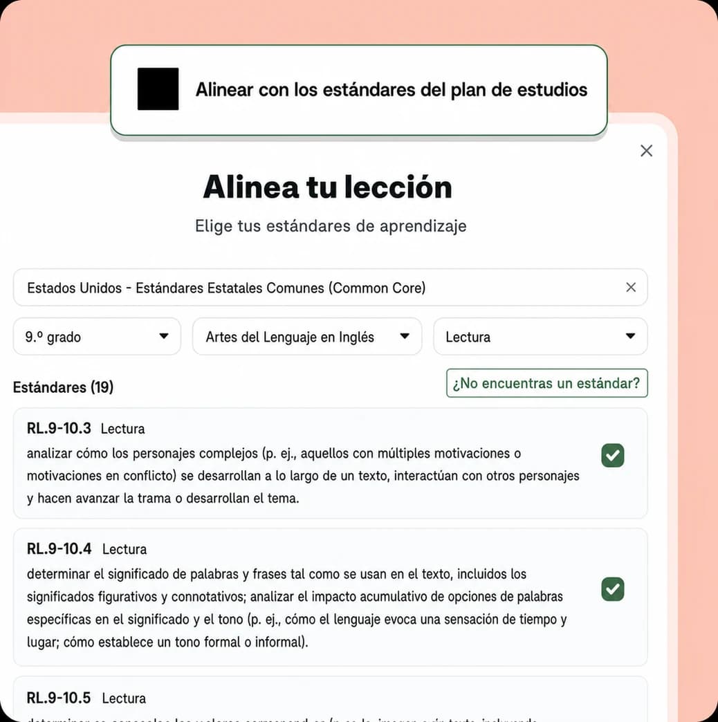diapositiva mostrando la alineación con el plan de estudios