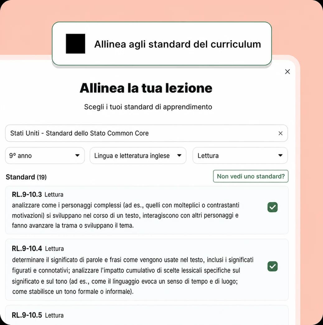 esempio di allineamento degli obiettivi didattici