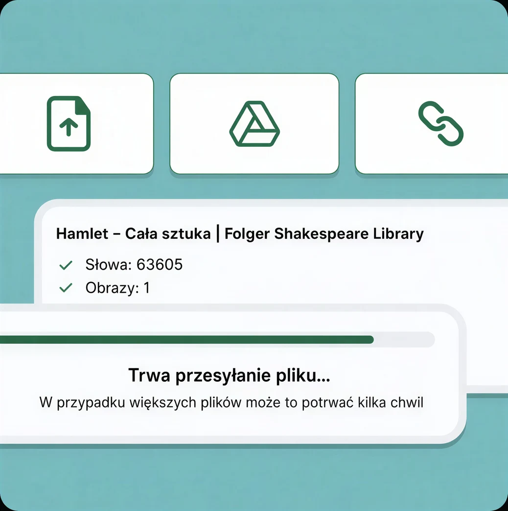 Przesyłanie pliku w celu wygenerowania lekcji
