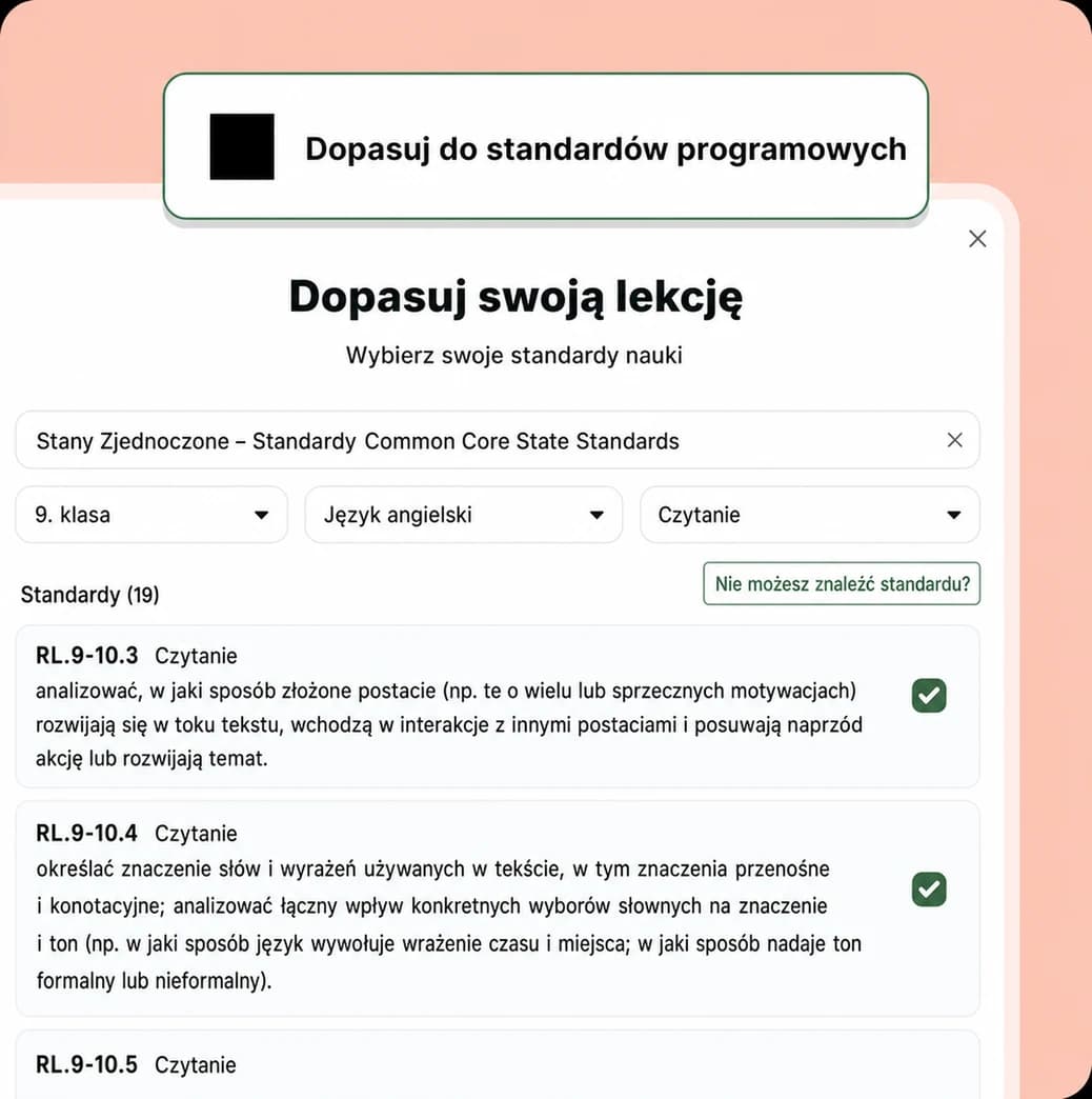 Slajd pokazujący dostosowanie do podstawy programowej