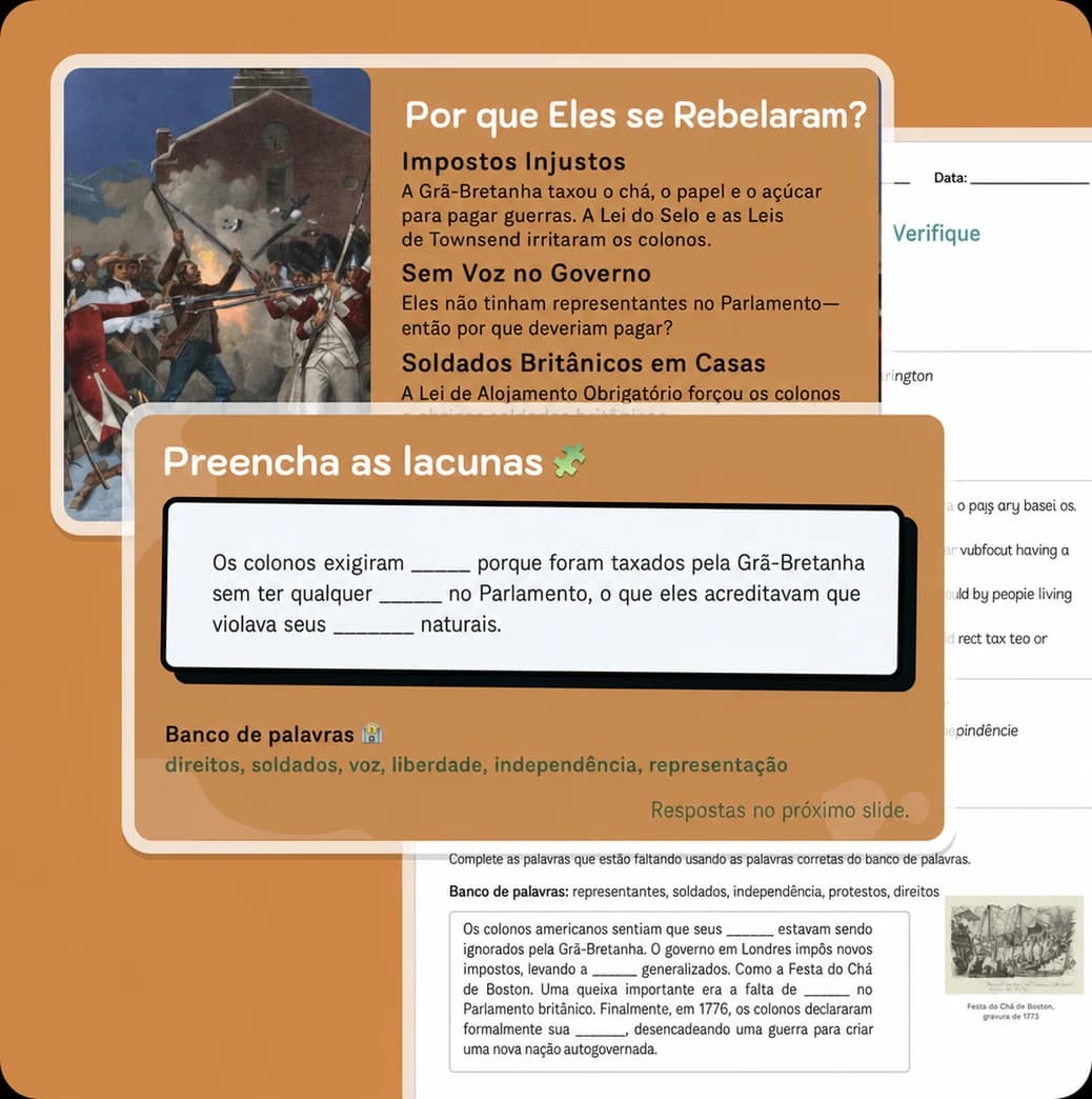 aula de história sobre revoltas gerada pela IA do chalkie