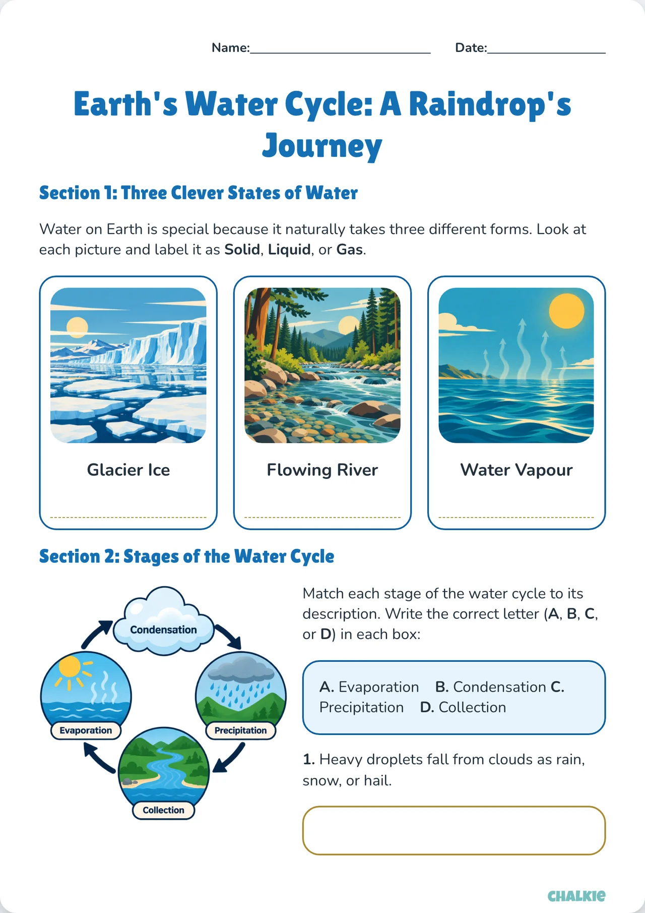 Earth’s water cycle: practice worksheet