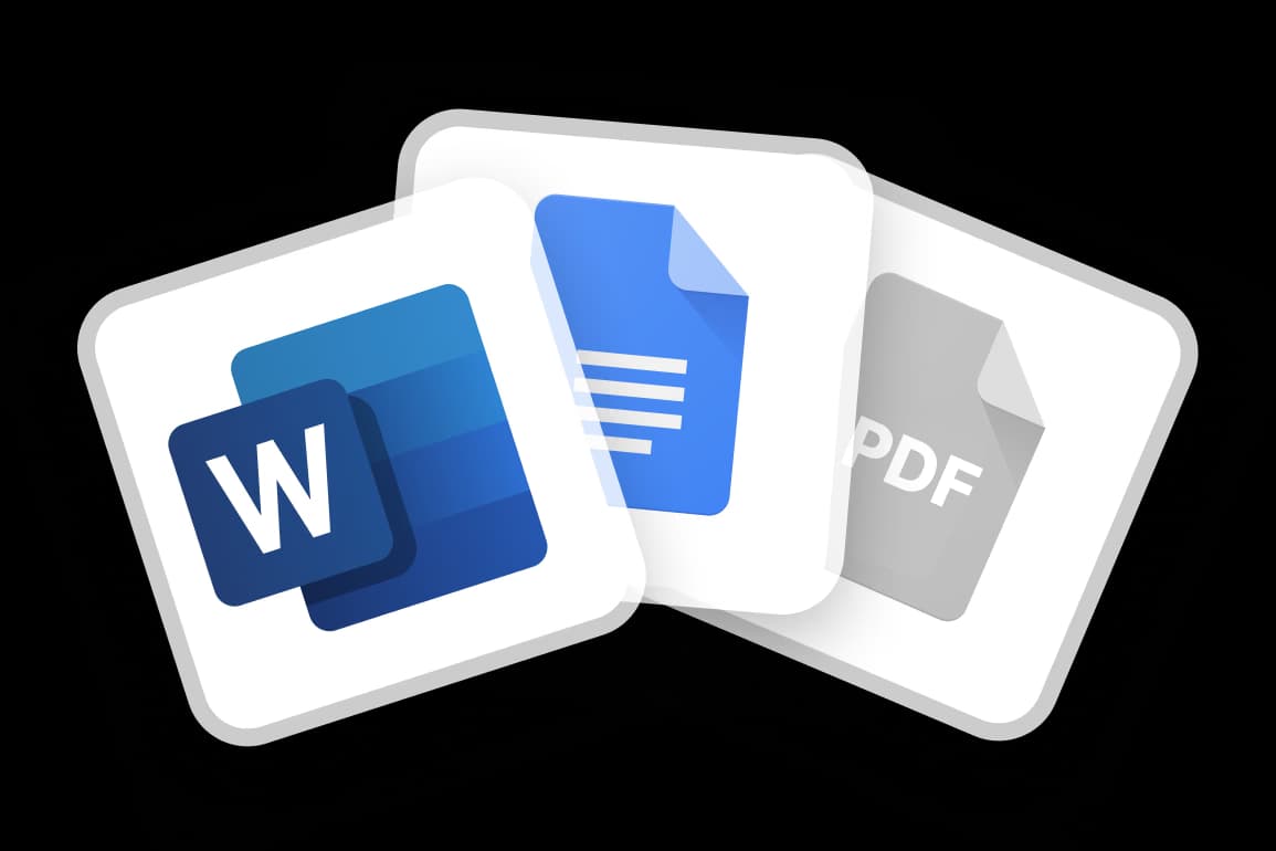 Export to Word, Google Docs and PDF